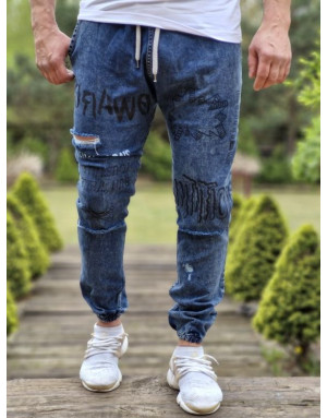 GRANATOWE SPODNIE MĘSKIE JEANS JOGGERY SPEDBOY 2037