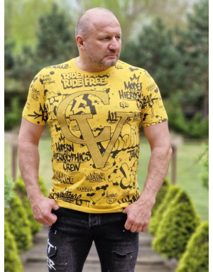 ŻÓŁTYT-SHIRT MĘSKI Z NADRUKIEM DŻETY SPEDBOY 9686