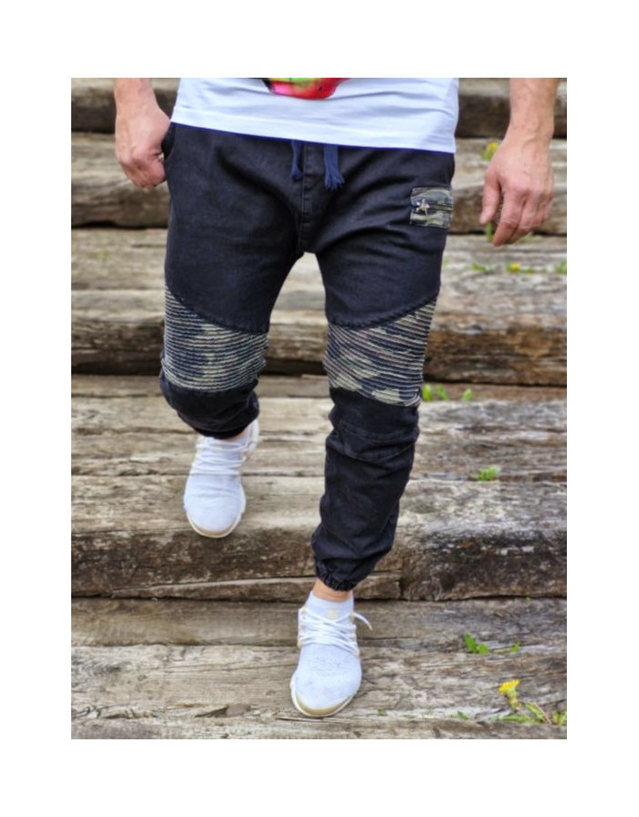 CZARNE SPODNIE MĘSKIE JEANS JOGGERY SPEDBOY K20