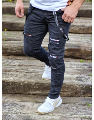 CZARNE SPODNIE MĘSKIE JEANS SPEDBOY 61081