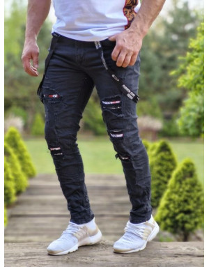 CZARNE SPODNIE MĘSKIE JEANS SPEDBOY 61081