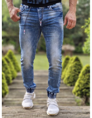 GRANATOWE SPODNIE MĘSKIE JEANS JOGGERY SPEDBOY 50103