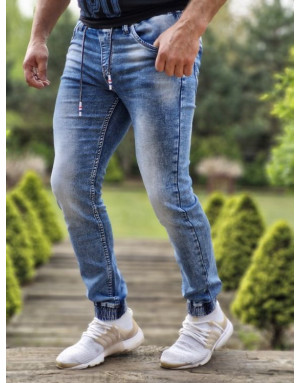 GRANATOWE SPODNIE MĘSKIE JEANS JOGGERY SPEDBOY 50103