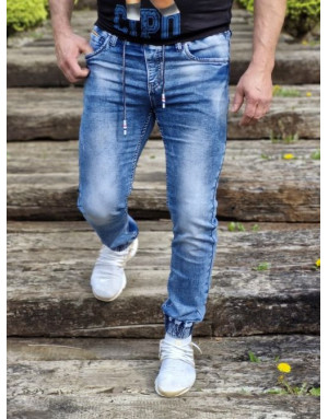 GRANATOWE SPODNIE MĘSKIE JEANS JOGGERY SPEDBOY 50103