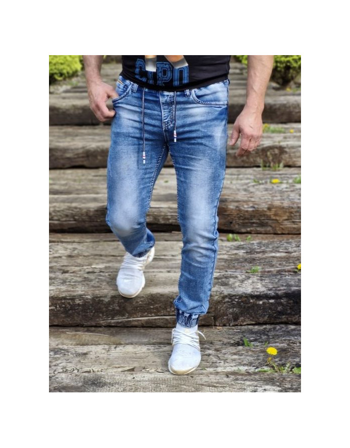 GRANATOWE SPODNIE MĘSKIE JEANS JOGGERY SPEDBOY 50103