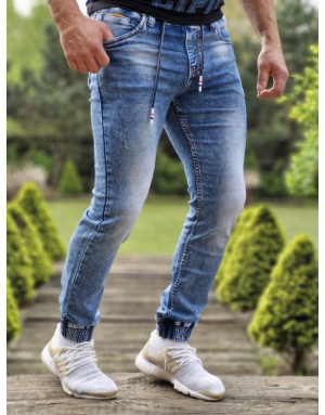 GRANATOWE SPODNIE MĘSKIE JEANS JOGGERY SPEDBOY 50103