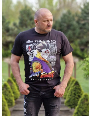 CZARNY T-SHIRT MĘSKI Z NADRUKIEM SPEDBOY 2454