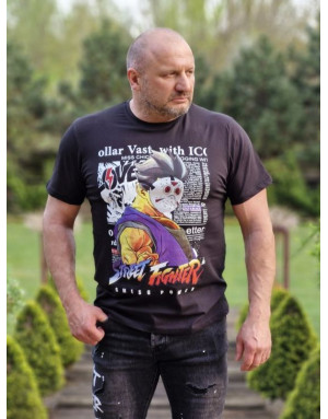 CZARNY T-SHIRT MĘSKI Z NADRUKIEM SPEDBOY 2454