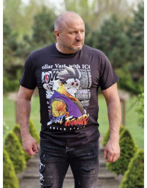 CZARNY T-SHIRT MĘSKI Z NADRUKIEM SPEDBOY 2454