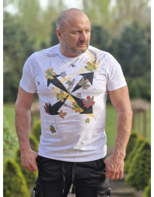 BIAŁY T-SHIRT MĘSKI Z NADRUKIEM SPEDBOY 228