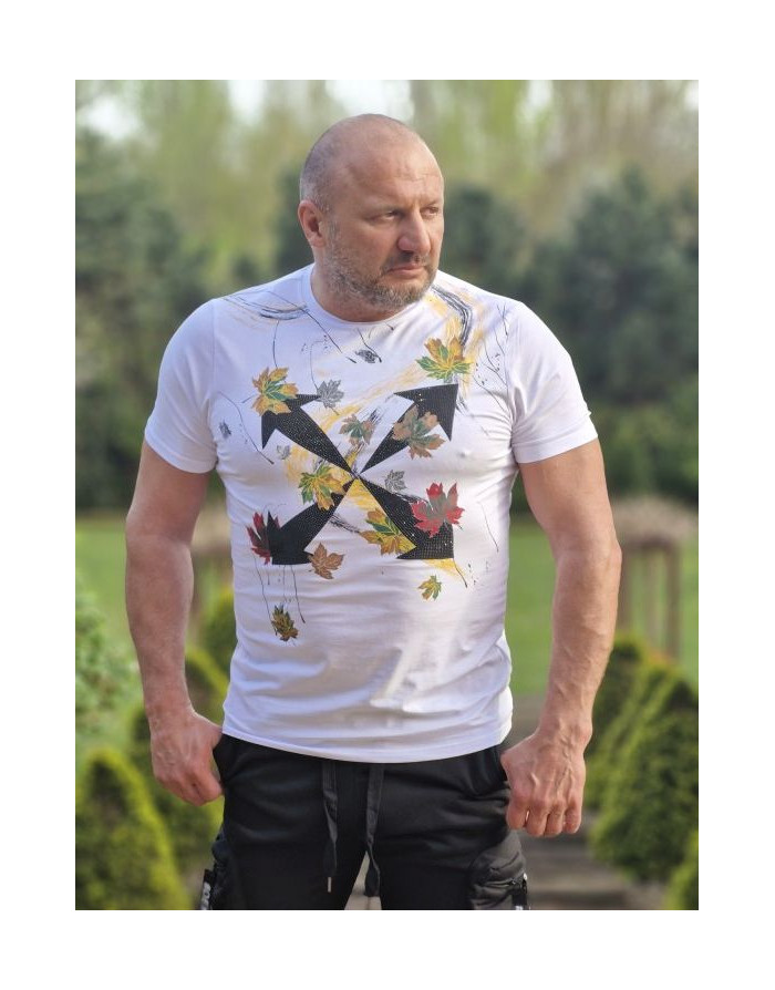 BIAŁY T-SHIRT MĘSKI Z NADRUKIEM SPEDBOY 228