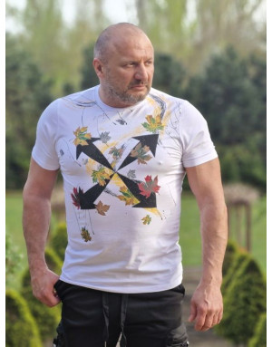 BIAŁY T-SHIRT MĘSKI Z NADRUKIEM SPEDBOY 228