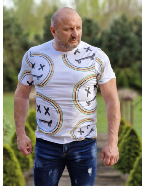 BIAŁY T-SHIRT MĘSKI Z NADRUKIEM SPEDBOY 385