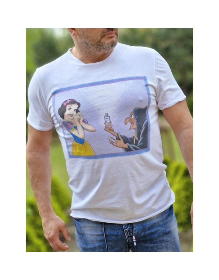 BIAŁY T-SHIRT MĘSKI Z NADRUKIEM SPEDBOY K21