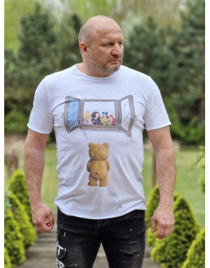 BIAŁY T-SHIRT MĘSKI Z NADRUKIEM SPEDBOY K22