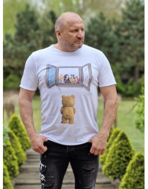 BIAŁY T-SHIRT MĘSKI Z NADRUKIEM SPEDBOY K22