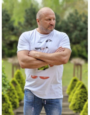 BIAŁY T-SHIRT MĘSKI Z NADRUKIEM SPEDBOY K23