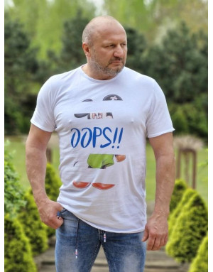 BIAŁY T-SHIRT MĘSKI Z NADRUKIEM SPEDBOY K23