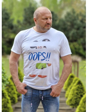 BIAŁY T-SHIRT MĘSKI Z NADRUKIEM SPEDBOY K23