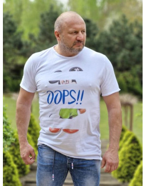 BIAŁY T-SHIRT MĘSKI Z NADRUKIEM SPEDBOY K23