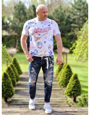 NIEBIESKIE SPODNIE MĘSKIE JEANS Z DZIURAMI SPEDBOY 6864