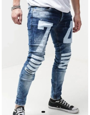 Spodnie męskie jeans z naszywkami x-way 6084