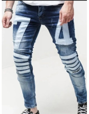 Spodnie męskie jeans z naszywkami x-way 6084