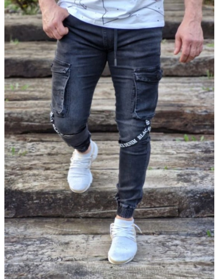 Czarne spodnie męskie jeans joggery adrexx 6866sklep online spedboy.pl