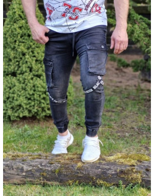 Czarne spodnie męskie jeans joggery adrexx 6866sklep online spedboy.pl