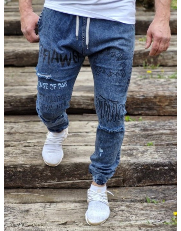 Granatowe spodnie męskie jeans joggery Spedboy 2037