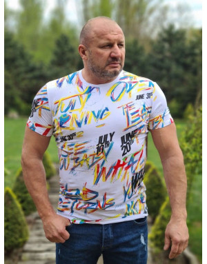 BIAŁY T-SHIRT MĘSKI BAWEŁNA  NAPISY SPEDBOY 5123