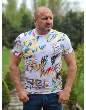 BIAŁY T-SHIRT MĘSKI BAWEŁNA  NAPISY SPEDBOY 5123