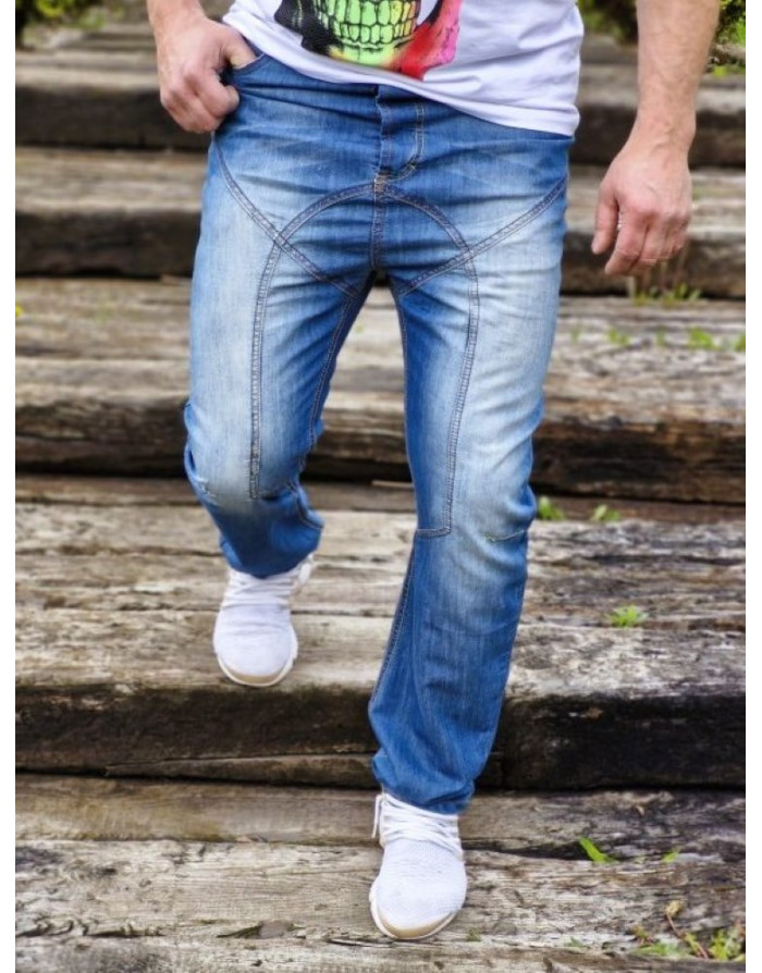 Niebieskie spodnie męskie baggy jeans Spedboy k27