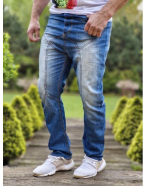 Niebieskie spodnie męskie baggy jeans Spedboy k27