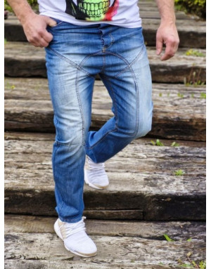 Niebieskie spodnie męskie baggy jeans Spedboy k27